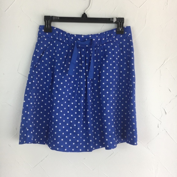J. Crew Boardwalk Linen Skirt In Polka Dot Size 0 - Picture 3 of 7